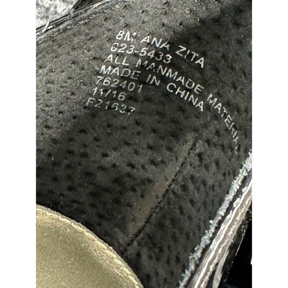 Ana a New Approach Shoes Women's 8M Black Patent Leather Open Toe Heels - Picture 5 of 16